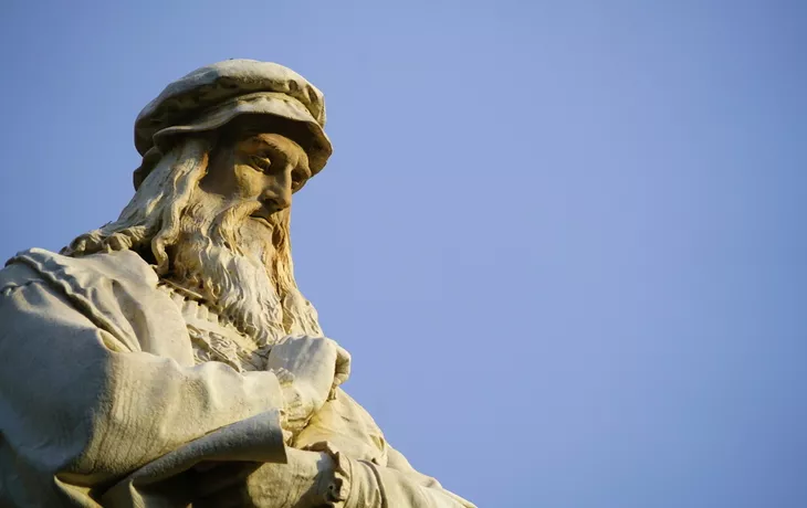 Kopf der Leonardo da Vinci-Statue in Mailand