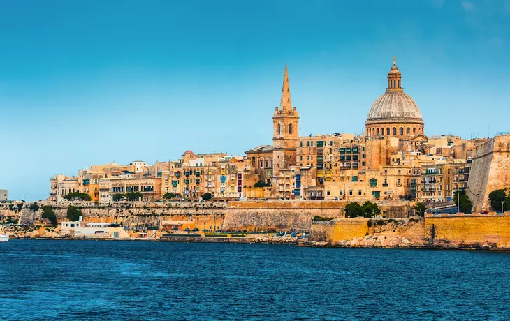 Blick auf den Hafen von Marsamxett und Valletta, Malta