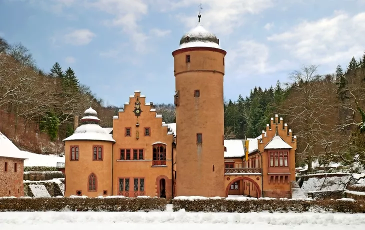 Schloss Mespelbrunn an einem herrlichen Wintertag