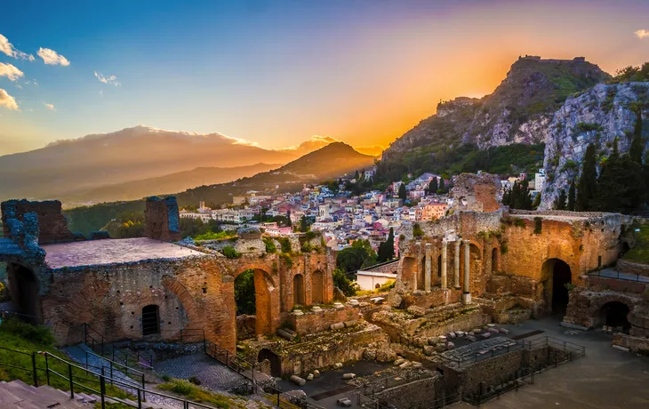 Ruinen des Taormina Theaters auf Sizilien